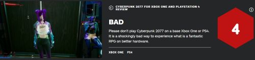 《赛博朋克2077》PS4/X1版IGN评4分 体验太差了
